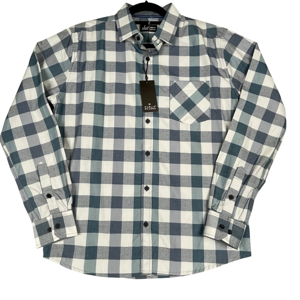 Public Record Long Sleeve Plaid Button Up Business Casual Shirt - NWT - Sz M